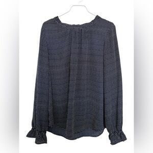 4/$20 Adrianna Papell polka dot  ruffle flounce blouse- size L